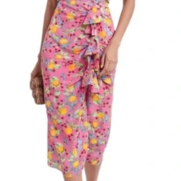 NWOT SALONI Kelly Floral-print Silk Crepe De Chine Midi Skirt in Multi XS $450 - Picture 4 of 4